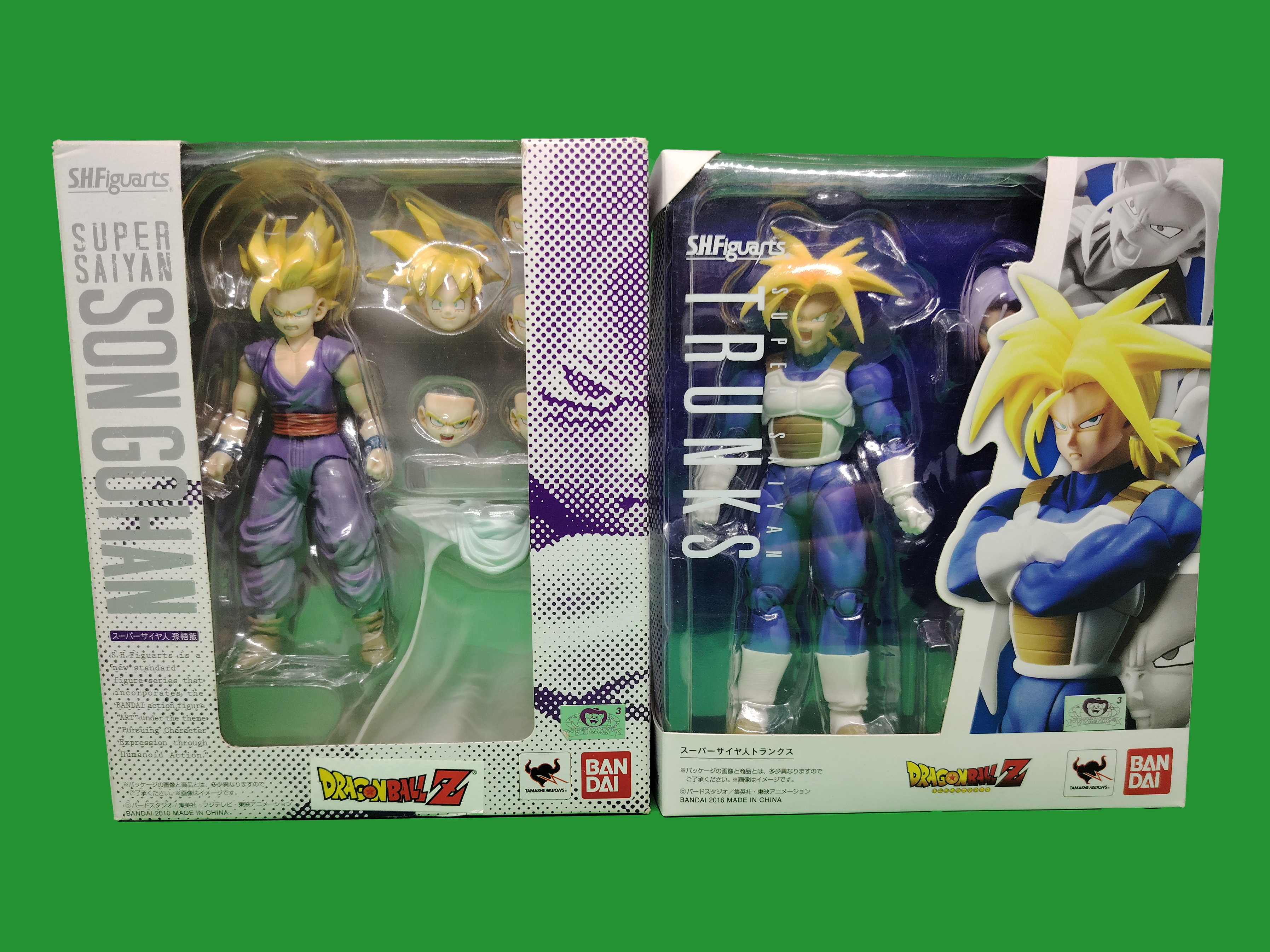Lot de 2 Figurines DRAGON BALL Z SH FIGUARTS SON GOHAN (2010) & TRUNKS (2016)
