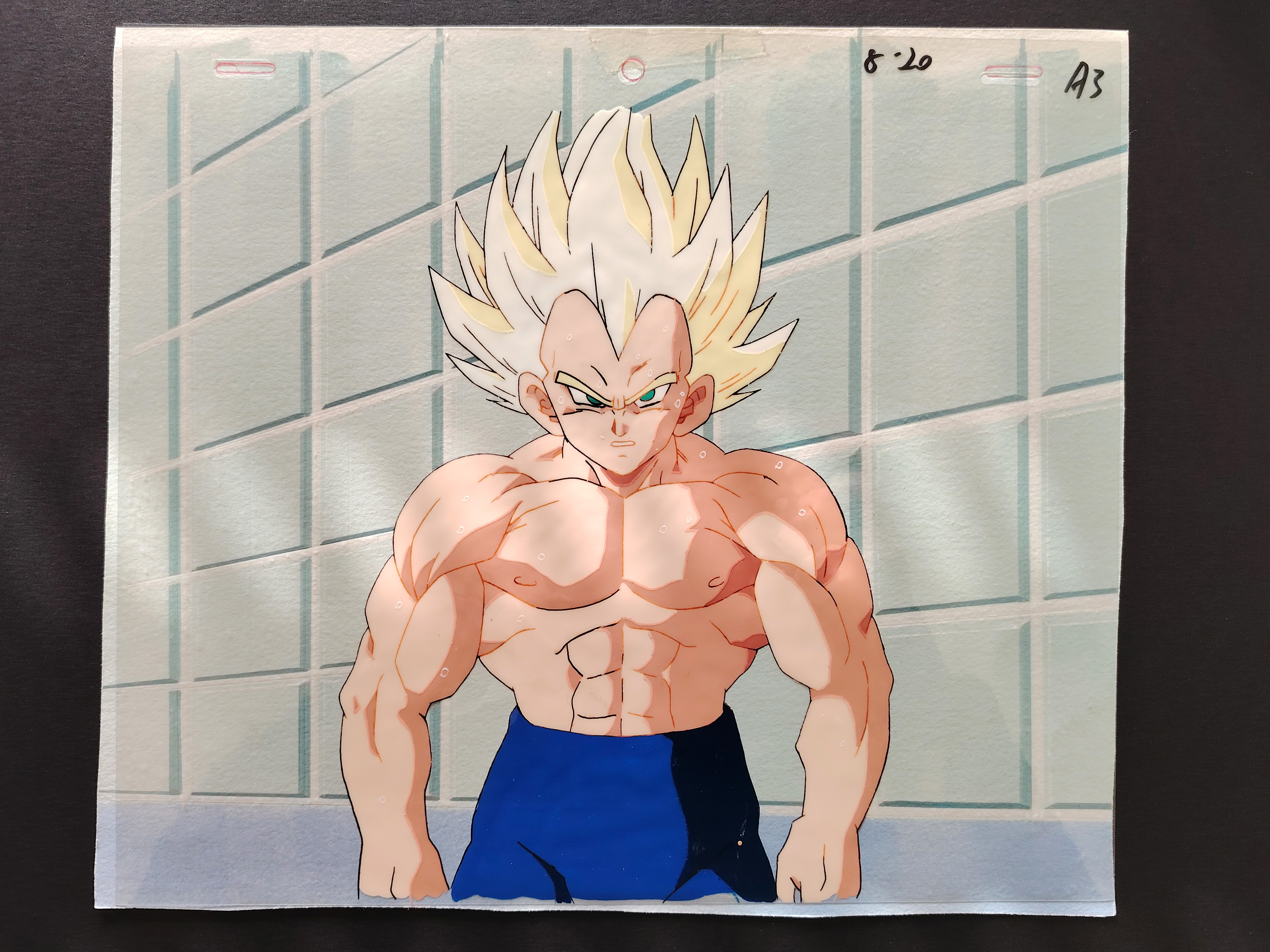 CELLULO original DRAGON BALL Z de Vegeta Super Saiyan avec décor Episode 207 (1993)