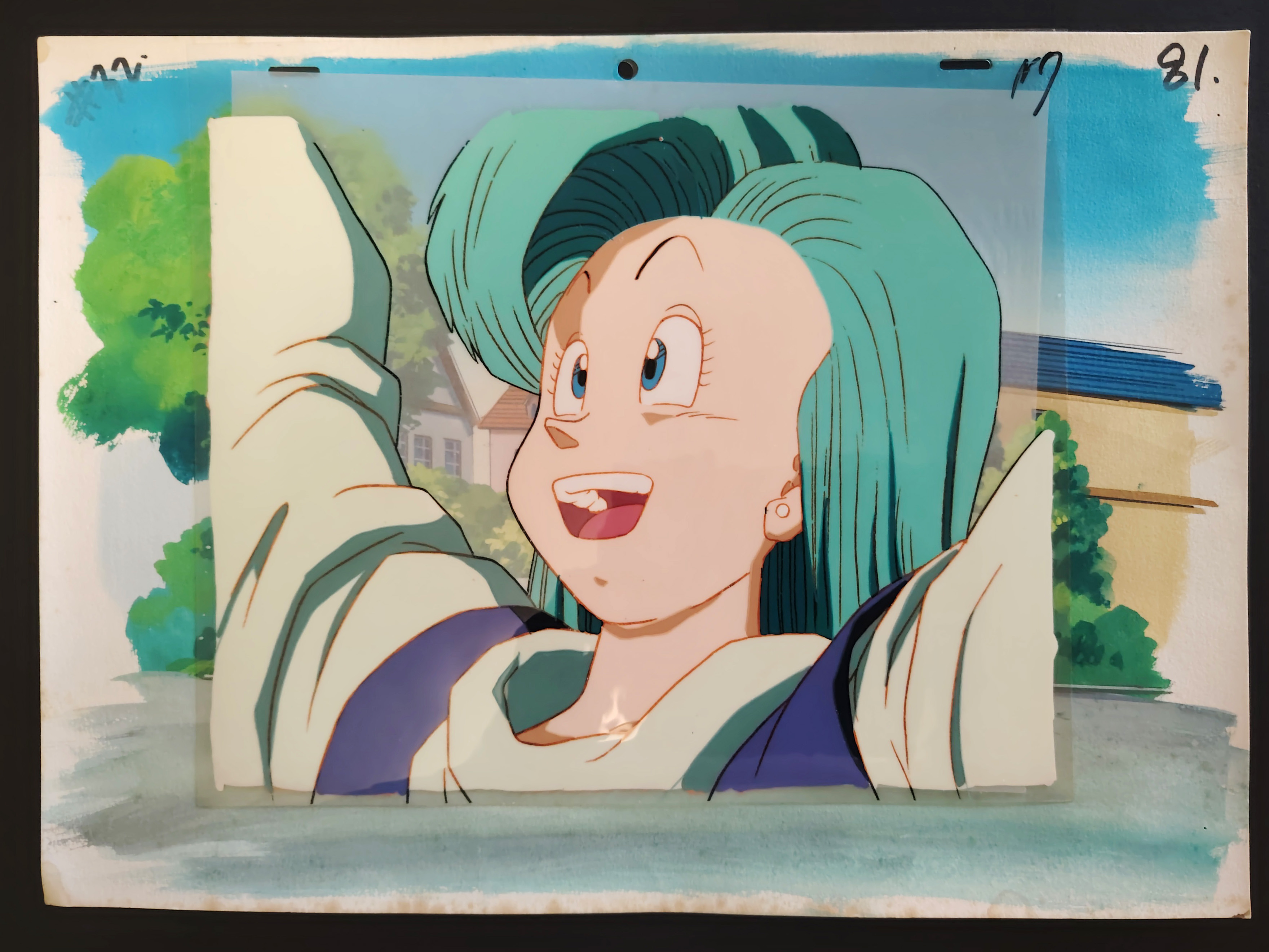 Dragon Ball Z original cel with background of Bulma Episode 107 (1991)