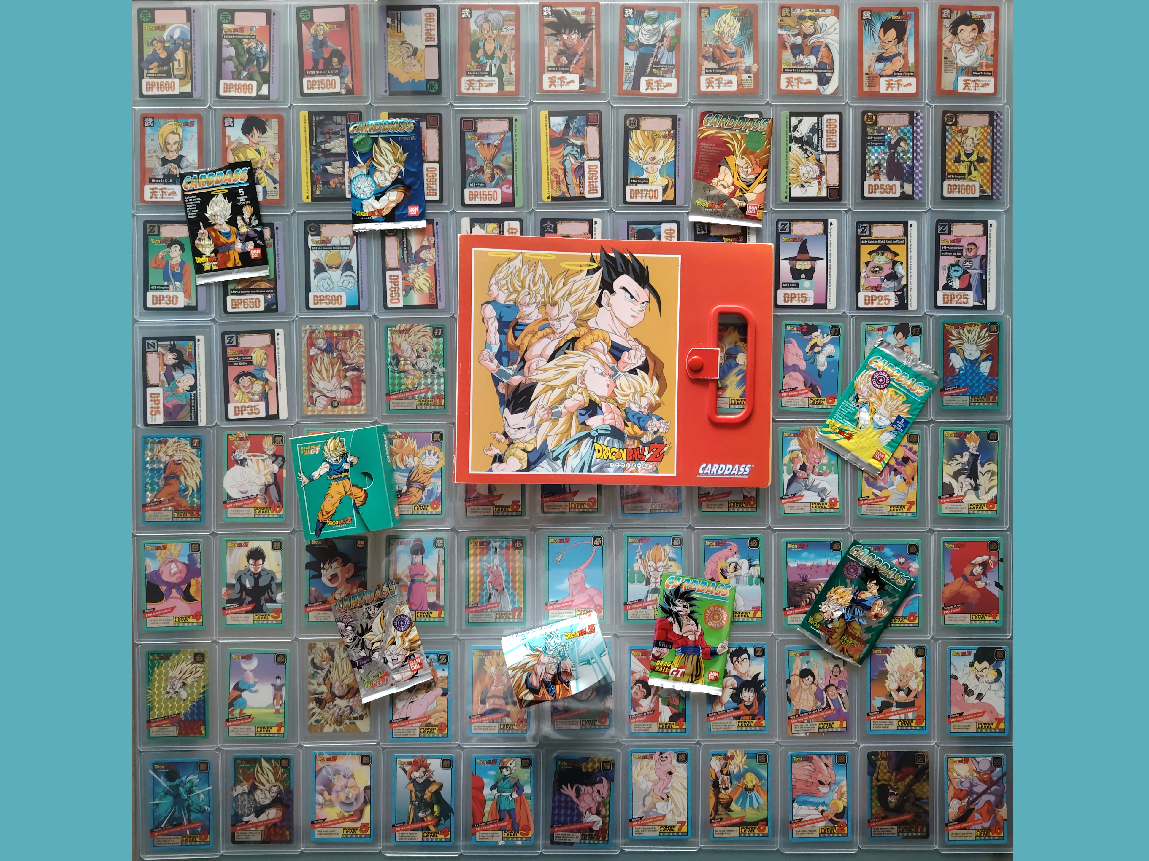 Lot of 247 cards  Carddass Hondan & Le Grand Combat + boosters and binders (1995-1998)