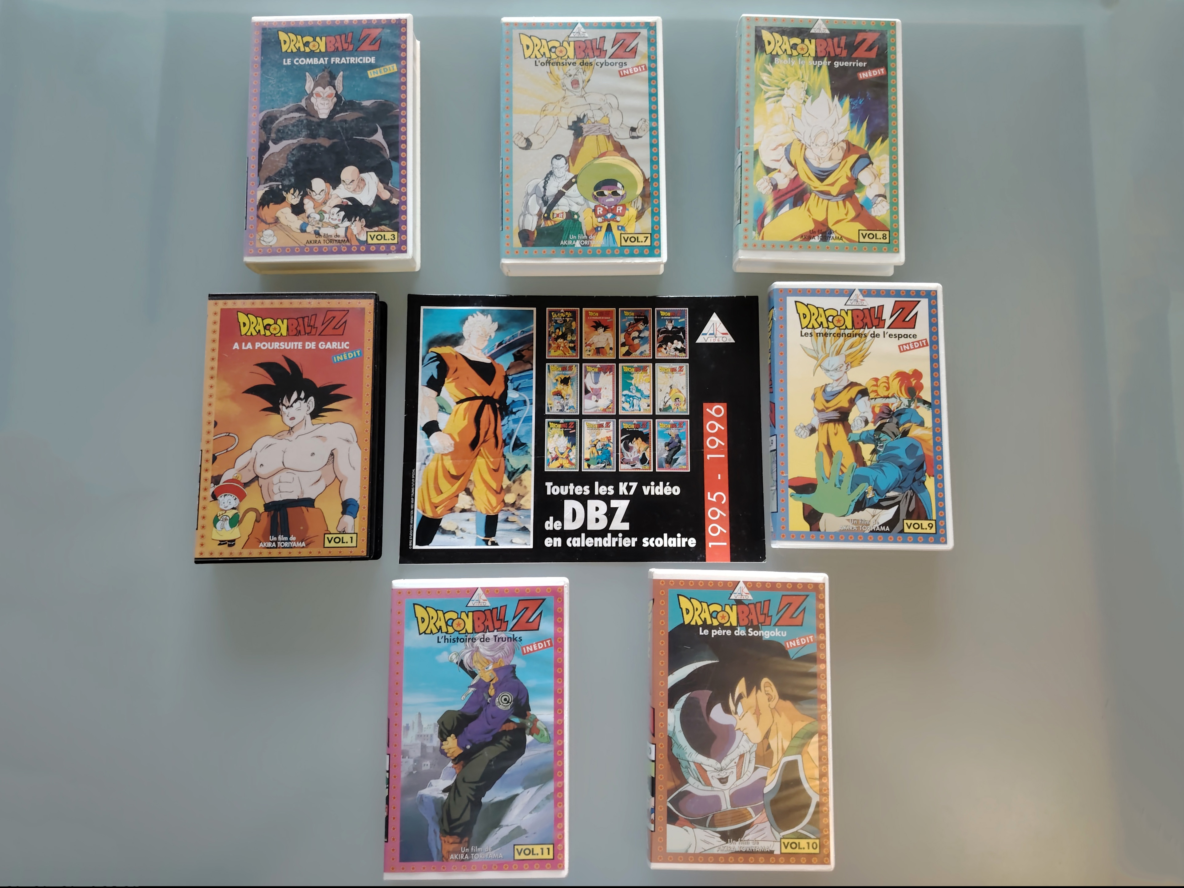7 Dragon Ball Z French VHS + 1 AK Video Calendar (1995-1996)