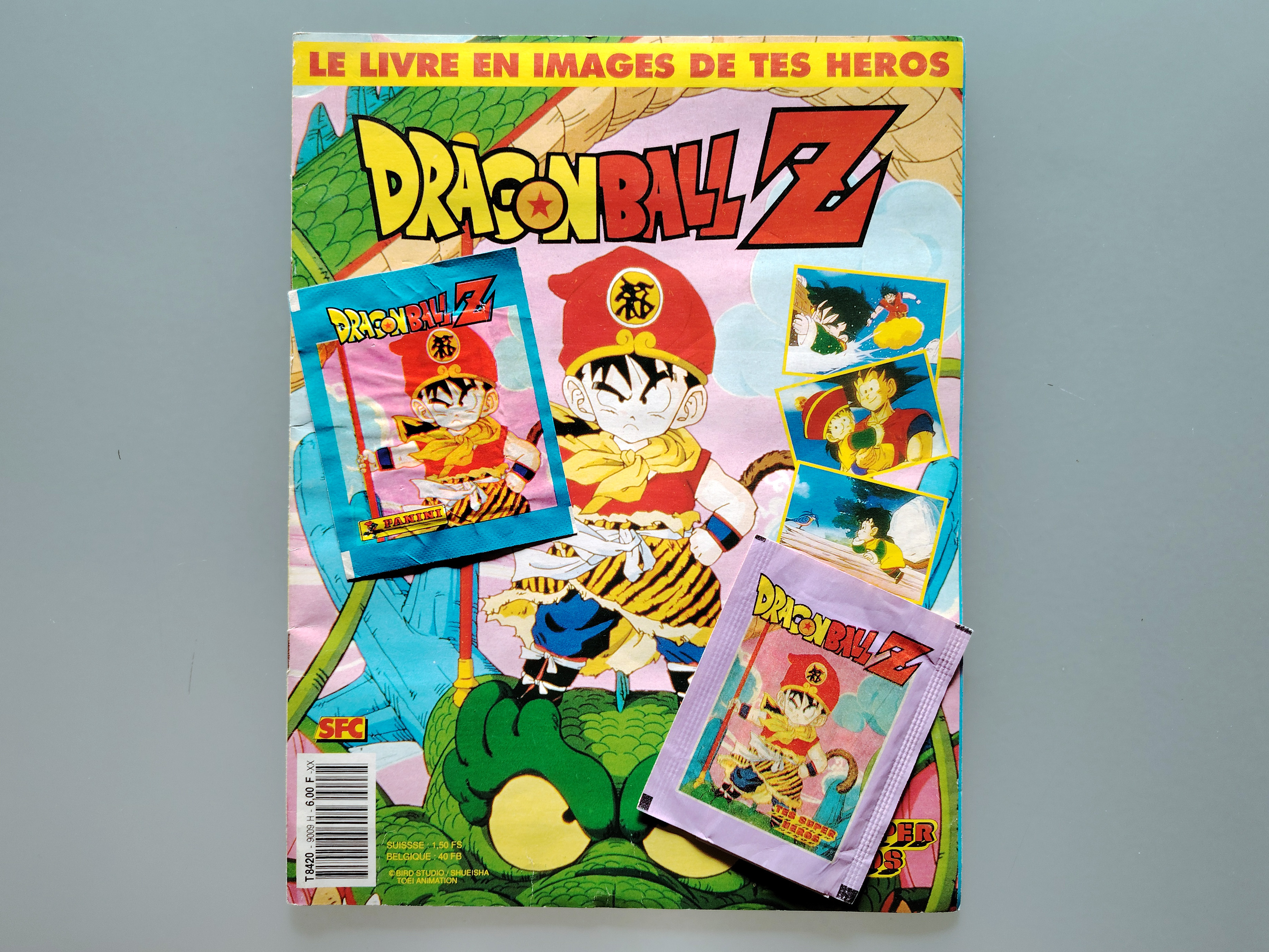 Complete Dragon Ball Z French Panini album + 2 boosters (1991)