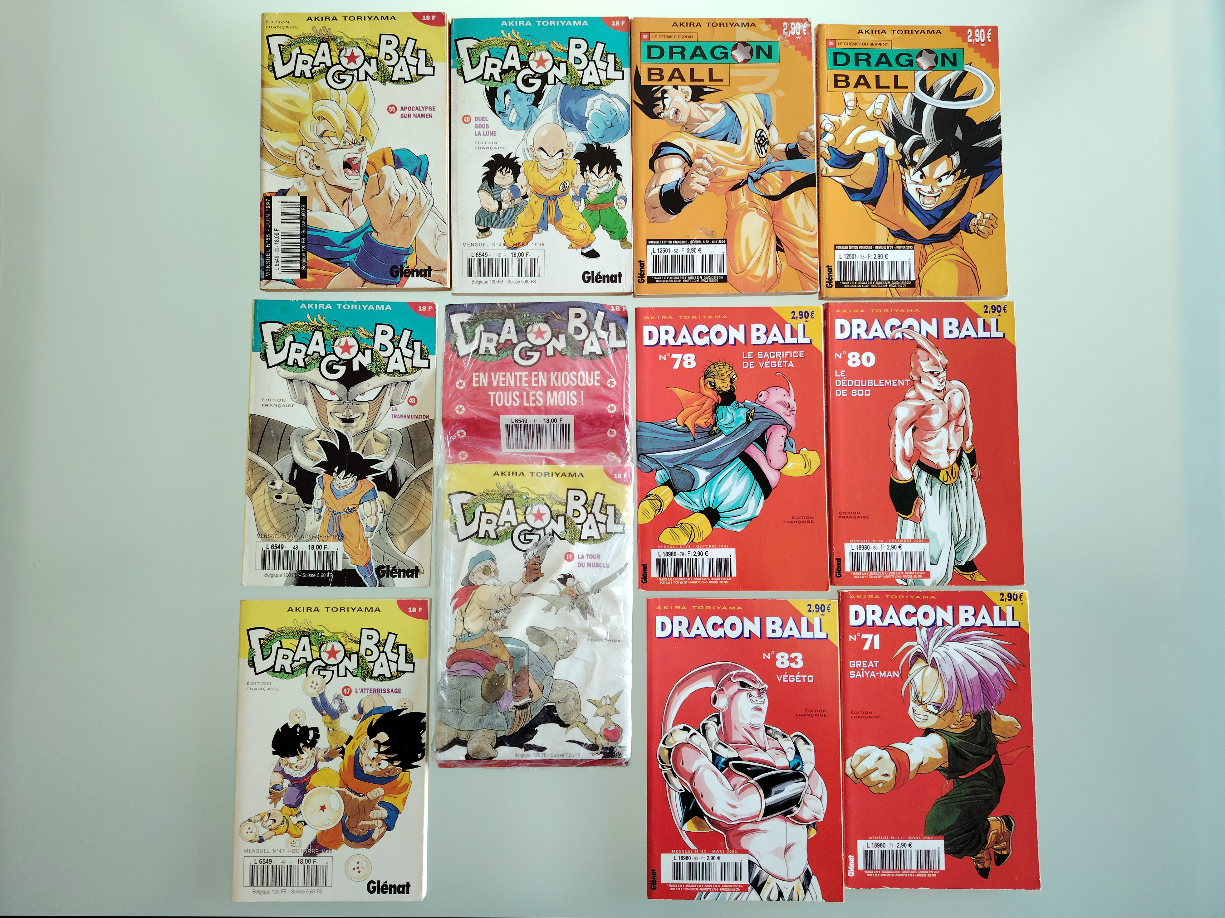 Set of 11 Dragon Ball French manga monthly kiosk editions (1993 - 2004)