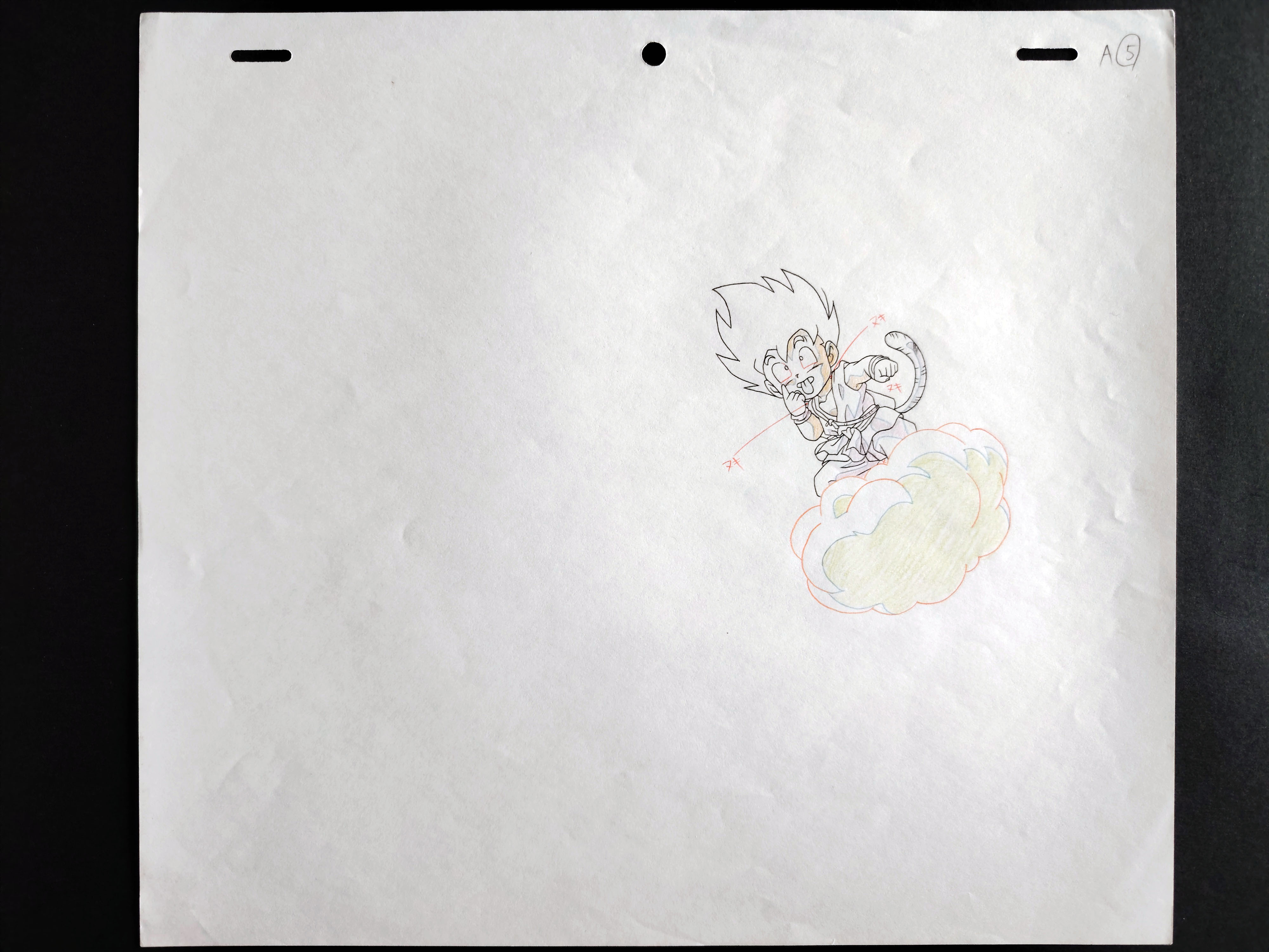 Original Dragon Ball Toei Animation douga of Goku on Kinto-un from movie 4 (1996)