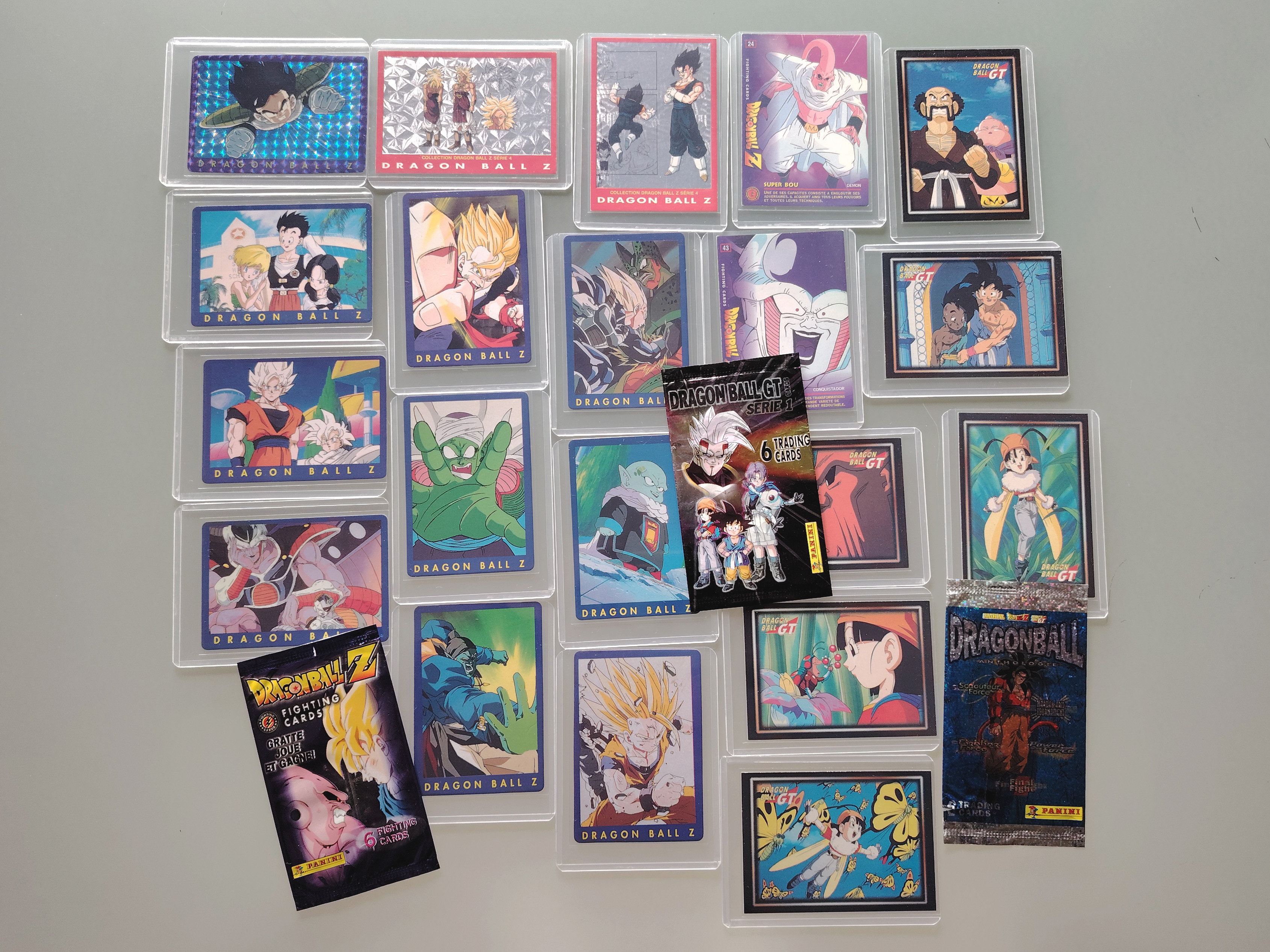 Set of 20 Dragon Ball Z and GT cards + 3 empty boosters Panini (1995-2000)